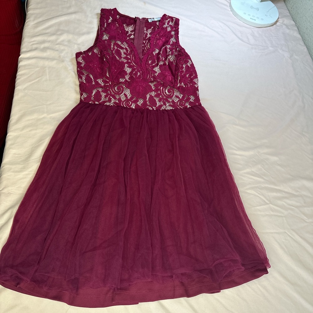Charlotte Russe Kids Lace Dress in Deep Red
